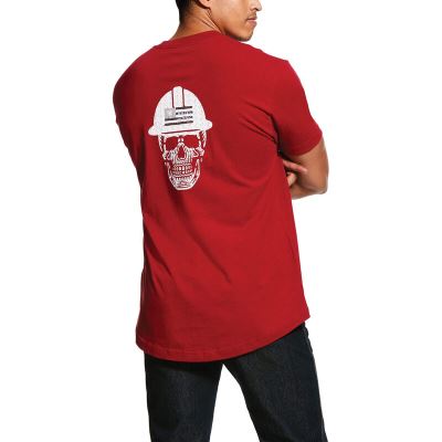 Ariat Work: Rebar Cotton Strong Roughneck Graphic Camisetas Hombre - Rojas (BDLMJ9617)